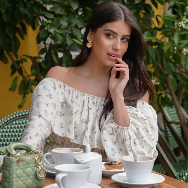 Army Green Flowers Off Shoulder -Top<Olivia & Kate Best Sale