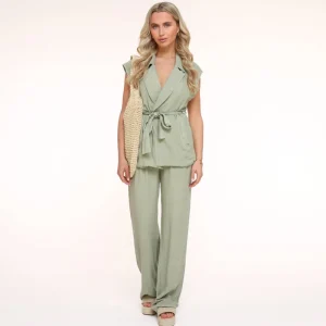 Army Green Oversized Linen-Gilet<Olivia & Kate Flash Sale
