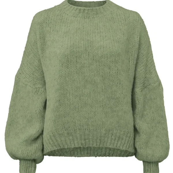 Army Green Wool Knitted-Sweater<Olivia & Kate New