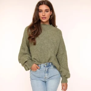 Army Green Wool Knitted-Sweater<Olivia & Kate New