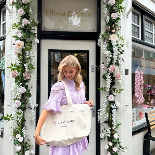 Beige Big Canvas-Bag<Olivia & Kate Hot