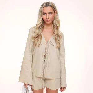 Beige Linen-Short<Olivia & Kate Online