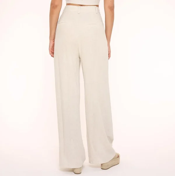 0630 Beige Straight Linen-Trousers<Olivia & Kate Discount