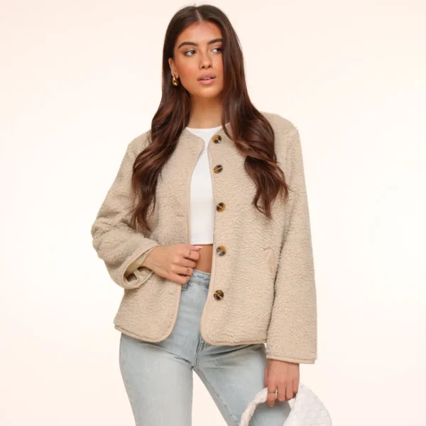 Beige Teddy-Jacket<Olivia & Kate Store
