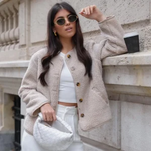 Beige Teddy-Jacket<Olivia & Kate Store