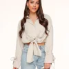 Beige Tied Cropped-Blouse<Olivia & Kate Cheap