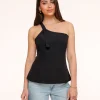Black Asymmetric Open Back-Top<Olivia & Kate New