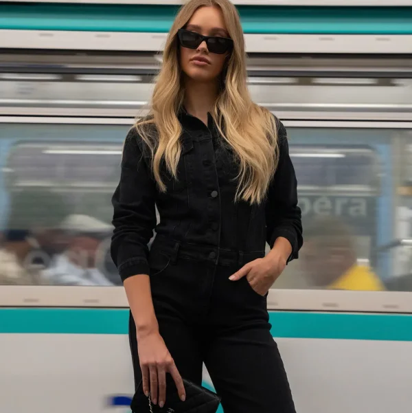 Black Denim Ls-Jumpsuit<Olivia & Kate New