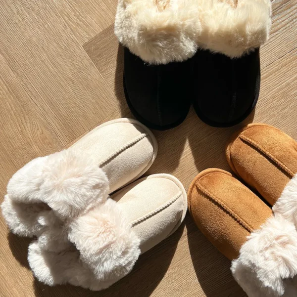 Black Fluffy-Slippers<Olivia & Kate New