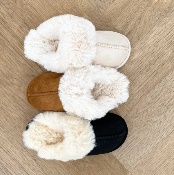 Black Fluffy-Slippers<Olivia & Kate New