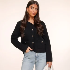 Black Golden Buttons Details Ls-Cardigan<Olivia & Kate Shop