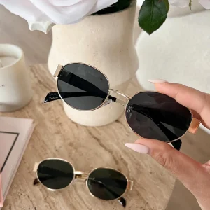 Black Oval Gold Frame-Sunglasses<Olivia & Kate Cheap