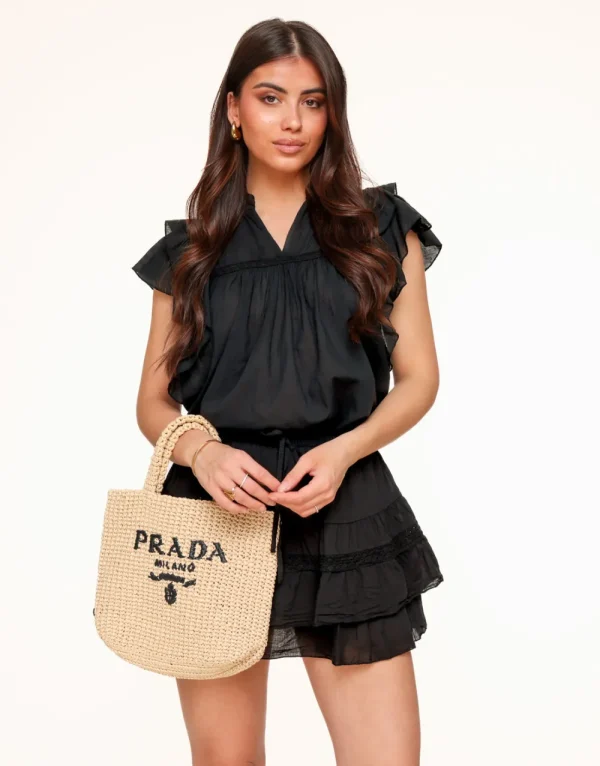 Black Ruffle Detail-Top<Olivia & Kate Outlet