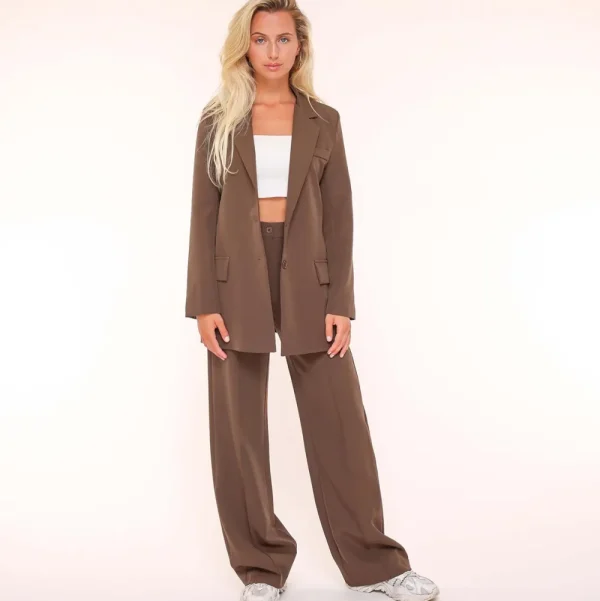 Brown Basic Straight-Blazer<Olivia & Kate New