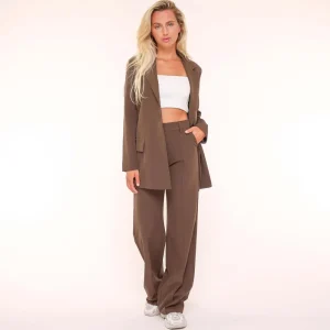 Brown Basic Straight-Blazer<Olivia & Kate New