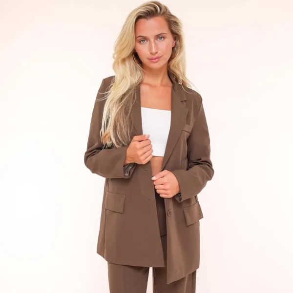 Brown Basic Straight-Blazer<Olivia & Kate New
