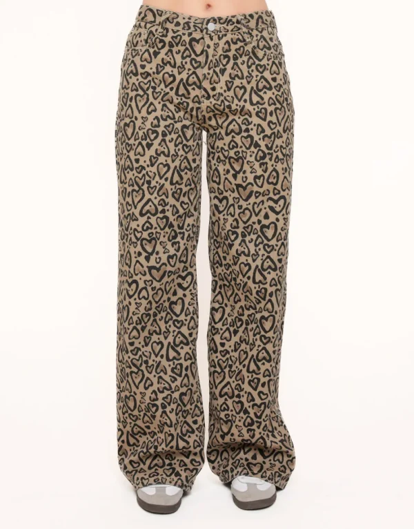 Brown Hearts Print-Jeans<Olivia & Kate Fashion