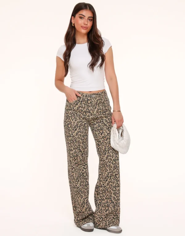 Brown Hearts Print-Jeans<Olivia & Kate Fashion
