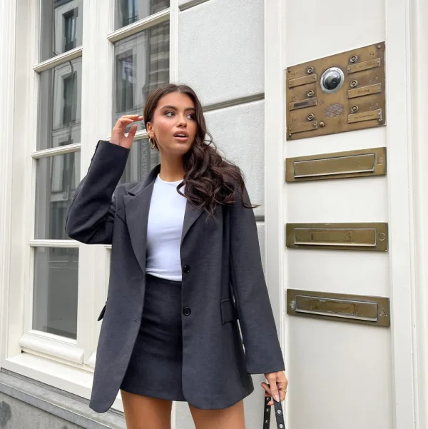 Dark Grey Classic-Blazer<Olivia & Kate Fashion