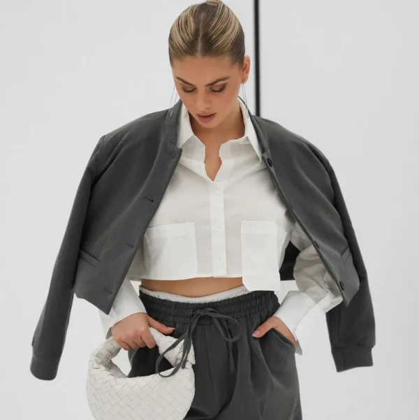 Dark Grey Studio White Edge-Pantalon<Olivia & Kate New