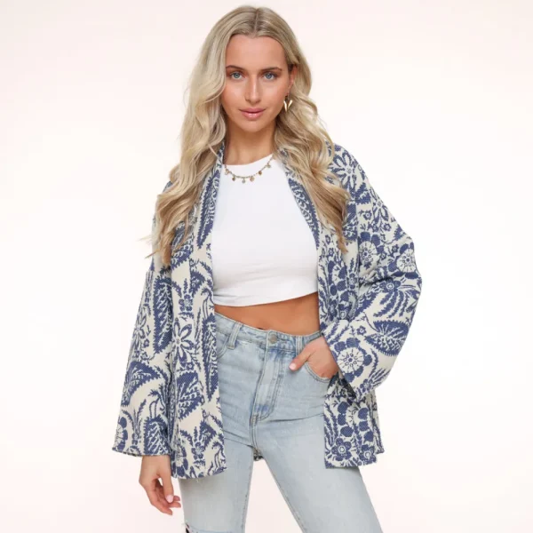 Darkblue Printed Ls-Jacket<Olivia & Kate Best Sale