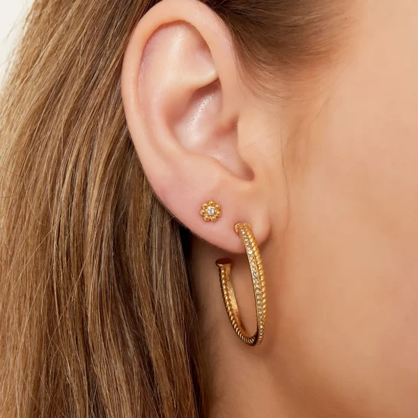 0630 Gold Twisted Zirconia-Earring<Olivia & Kate Online