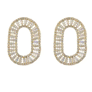 Golden Oval Zirconia Stones-Earrings<Olivia & Kate Online