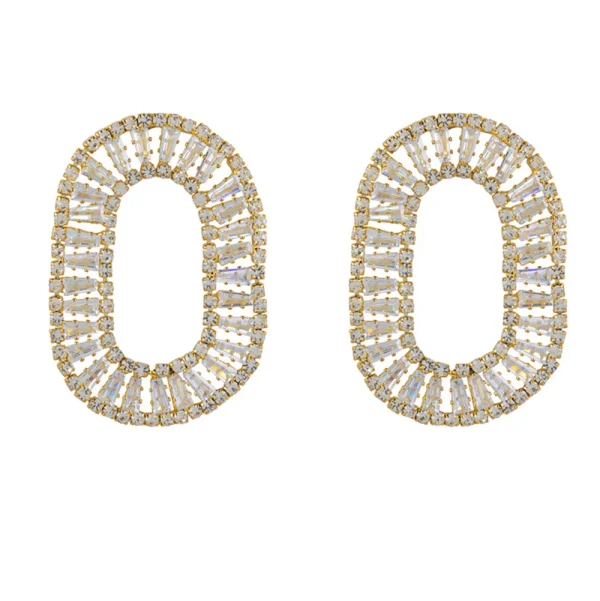Golden Oval Zirconia Stones-Earrings<Olivia & Kate Online