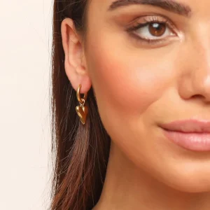 Golden Statement Hearts Ring-Earrings<Olivia & Kate Sale