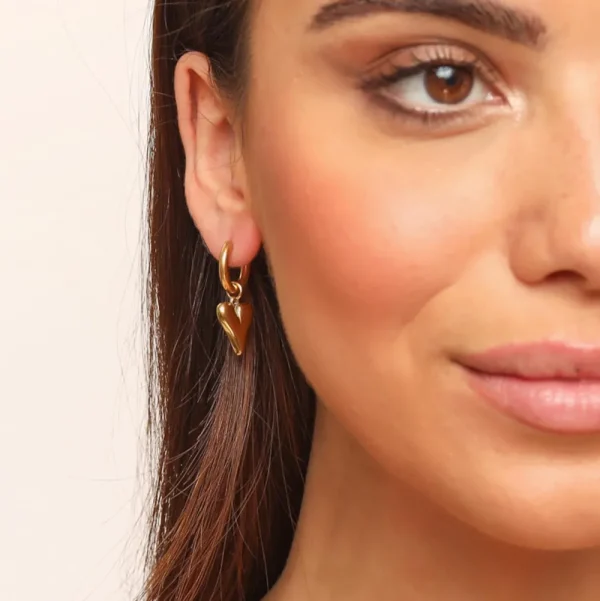 Golden Statement Hearts Ring-Earrings<Olivia & Kate Sale
