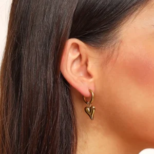 Golden Statement Hearts Ring-Earrings<Olivia & Kate Sale