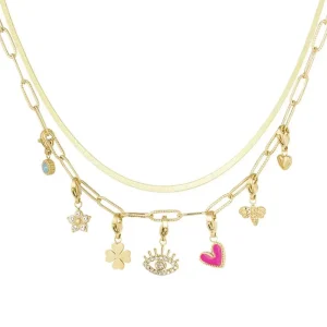 Golden Trendy Pendans Double Chain-Necklace<Olivia & Kate Best