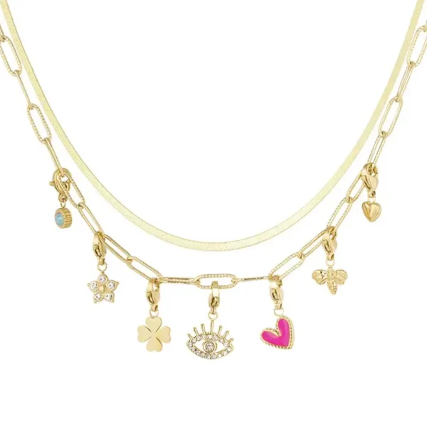 Golden Trendy Pendans Double Chain-Necklace<Olivia & Kate Best