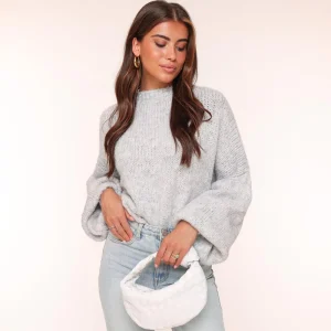 Grey Wool Knitted-Sweater<Olivia & Kate Best