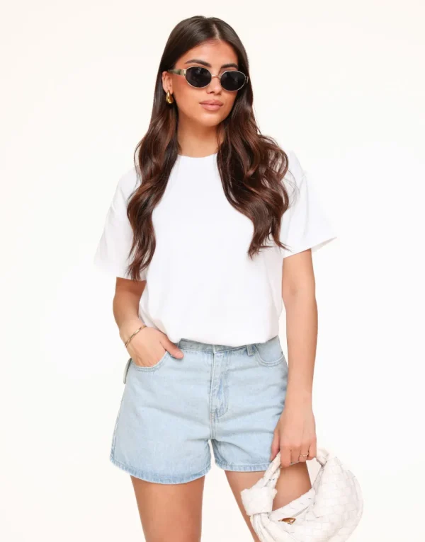 Light Blue Basic Denim-Short<Olivia & Kate Fashion