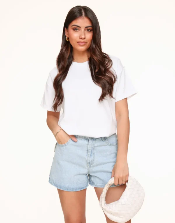 Light Blue Basic Denim-Short<Olivia & Kate Fashion