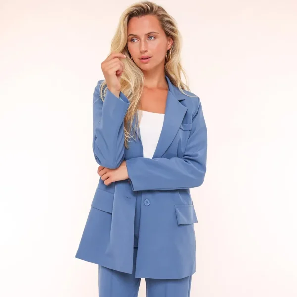 Light Blue Basic Straight-Blazer<Olivia & Kate Sale