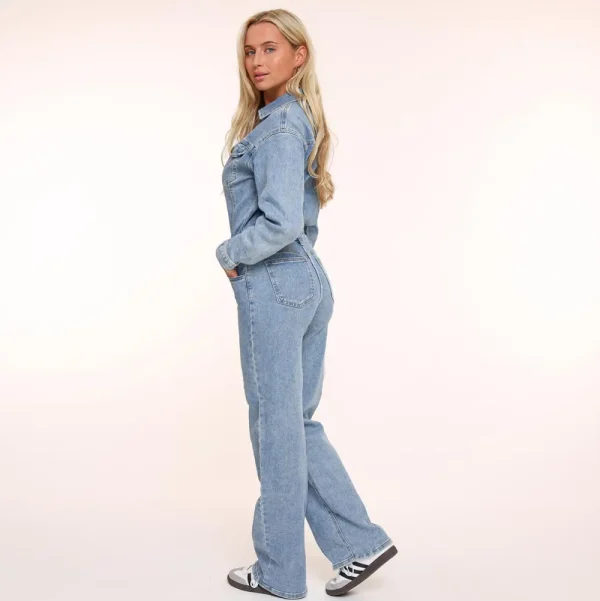 Light Blue Denim Ls-Jumpsuit<Olivia & Kate Best