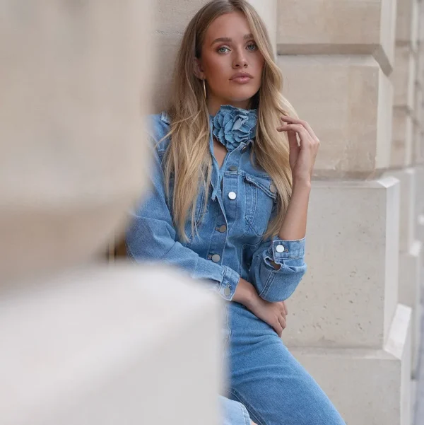 Light Blue Denim Ls-Jumpsuit<Olivia & Kate Best