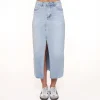 Light Blue Denim Split-Skirt<Olivia & Kate Store