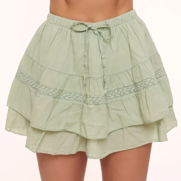 Light Green Ruffel Details-Skort<Olivia & Kate Flash Sale
