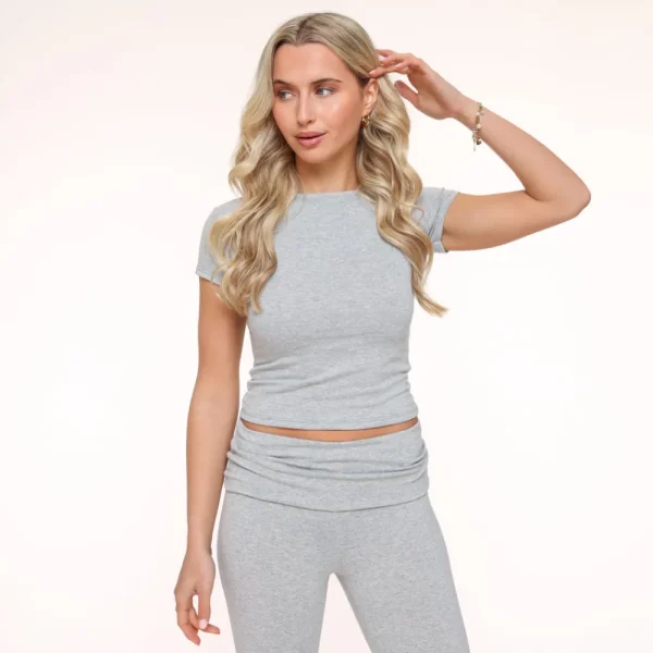 Light Grey Jogging Ss Petite-Top<Olivia & Kate Outlet