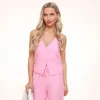 Light Low V-Neck Pink Linen-Gilet<Olivia & Kate Cheap