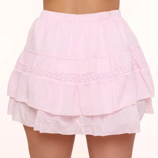Light Pink Ruffle Details-Skort<Olivia & Kate Fashion