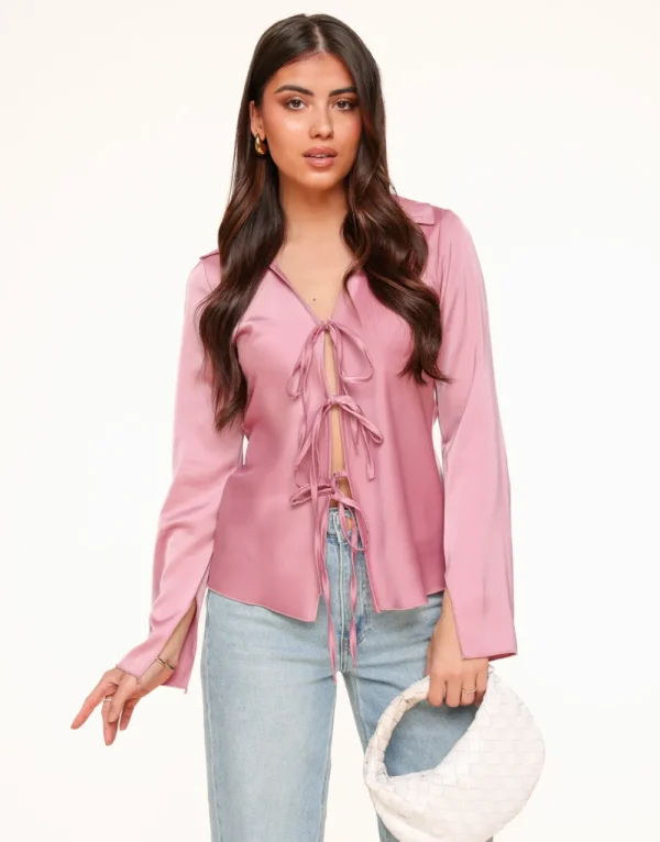 Light Pink Satin Bow Ties-Top<Olivia & Kate Cheap