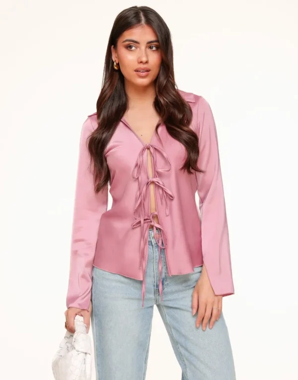 Light Pink Satin Bow Ties-Top<Olivia & Kate Cheap