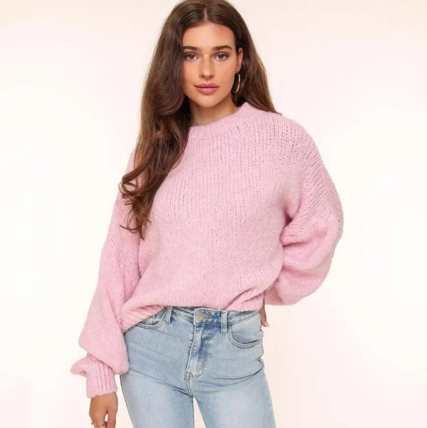 Light Pink Wool Knitted-Sweater<Olivia & Kate Hot