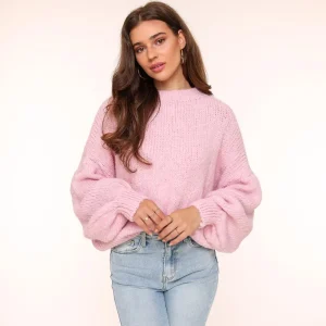 Light Pink Wool Knitted-Sweater<Olivia & Kate Hot