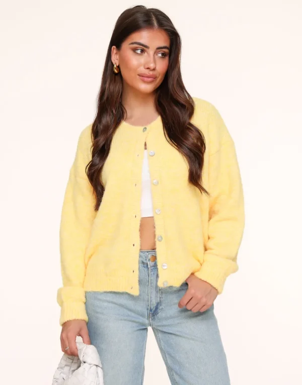 Light Yellow Basic Knitted-Cardigan<Olivia & Kate Online