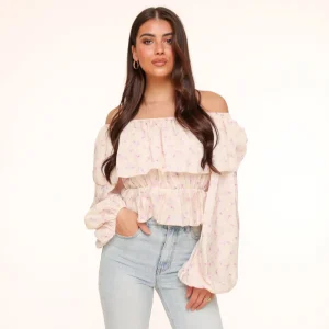 Lila Flowers Off Shoulder -Top<Olivia & Kate Store